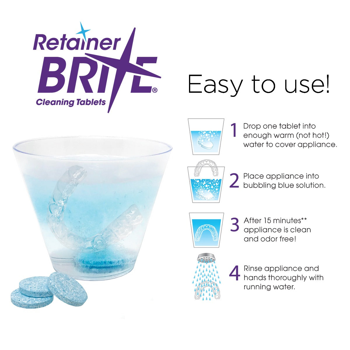Retainer Brite Cleaning Tablets – Free Delivery – DentalHealth.com